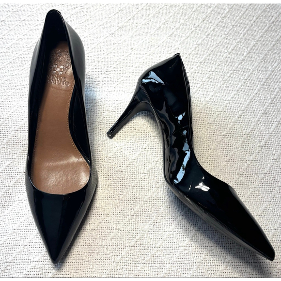Vince Camuto Shoes - Vince Camuto Preppy Patent Leather Black Pointed Toe Stiletto Pumps Size 10